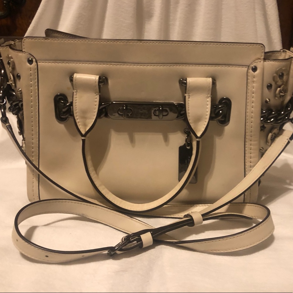 Coach leather Swagger White Satchel